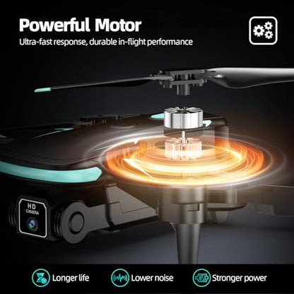 Drone with Camera 1080P HD, FPV Foldable Mini Drone for Beginners Kids Boys Girls, with 2 recharging Batteries, Carrying Case, One Key Start, Stable Hover, Trajectory Flight, Toys Gifts (Black)