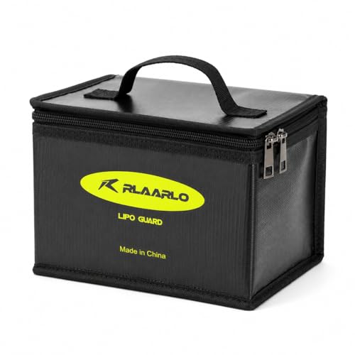 RIAARIO Fireproof Explosionproof Large Capacity Battery Storage Guard Pouch for Lipo Charge & Storage (8.46 x 6.5 x 5.71 in) - color: Black