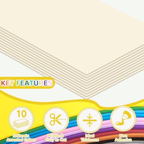 10 Pack Eva Foam Sheets Craft 8 x 12 inch (Ivory) - color: Ivory