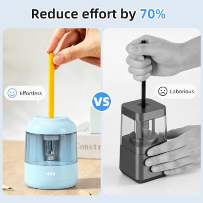 deli Electric Pencil Sharpener, Battery Operated, 6.5–8mm for Classroom - color: Blue