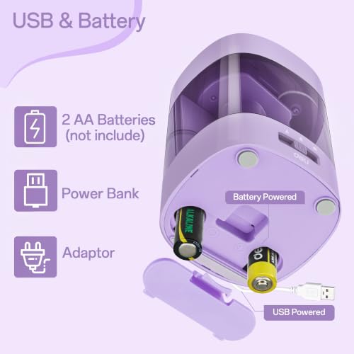 Deli Electric Pencil Sharpener, Automatic Pencil Sharpeners, Purple - color: Purple