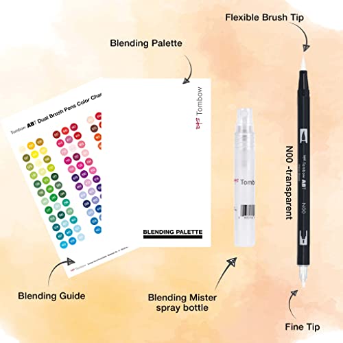 Tombow 56182 Blending Kit. Includes Blending Palette, Colorless Blender, Spray Mister, and Blending Guide, Multicolor, 3 Piece Set