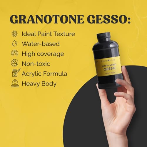 GRANOTONE Black Acrylic Gesso Primer Matte Finish 6.76 fl oz 200 ml