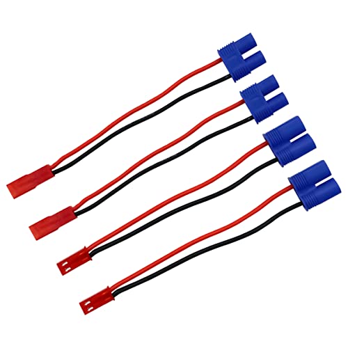 2pairs JST to EC3 Male Female Lipo Battery Connectors Adapter with 10cm 20awg Wire for RC FPV Racing Drone Multicopter Quadcopter Gimbal Aerial Camera RC Cars - style: EC3 to JST