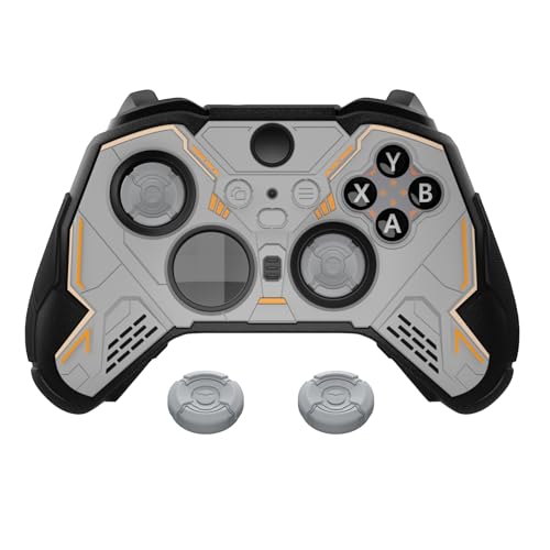 PlayVital Stellar Mecha Silicone Cover Skin for Xbox Elite Series 2 & Elite Series 2 Core, Non-Slip Grip Protector for Xbox Elite 2 with Thumb Grips & Stickers, Gray & Black - color: Gray & Black