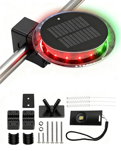 IZTOSS 6 Modes Solar Powered Waterproof Navigation Lights with Wireless Remote Control Pontoon Starboard Sailing Signal Lights for Marine Outdoor Sports Camping Hiking - color: Red, green and white lights
