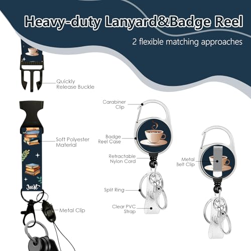 Book Lover Lanyards for ID Badge, ID Badge Holder with Retractable Reel - color: Reading