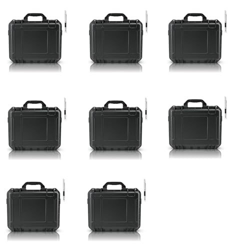 NineLeaf Waterproof Hard Case with DIY Customizable Foam Insert, Portable Protective Storage Case with Knife for Camera, Drones Carry Case, 14.3 × 11.4 × 4.5 in, Black,8PK