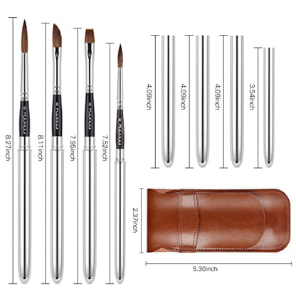Kolinsky Travel Watercolor Brushes Sable Hair Round 4Pcs - color: Silvery-4