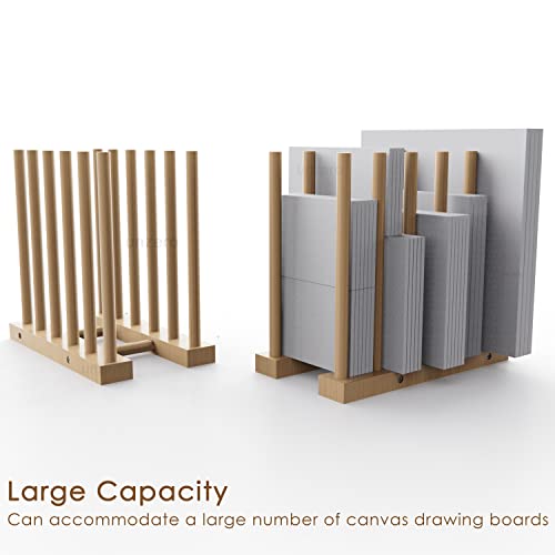 Art Storage Rack, Art Drying Rack, Wood Storage Stand for Canvas Boards, Panel, Frame, Drawing Board, Printed Matter, Paper Pad, Backing Plate (8.3" D x 15" W x 13.7" H)