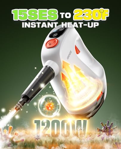 POPCHOSE Portable Handheld Steam Cleaner with Detergent Dispenser - color: WhiteOrange