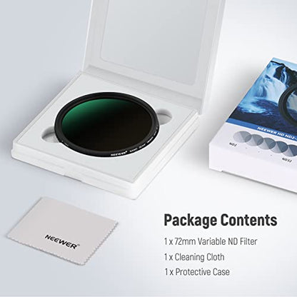 NEEWER 72mm HD Variable ND Filter ND2-ND32 (1-5 Stops) No X Cross/Optical Glass/30 Layer Nano Coated/Ultra Slim Aluminum Alloy Frame/Water Repellent/Anti Scratch Adjustable Neutral Density Filter - size: 72mm, style: HD ND2-ND32