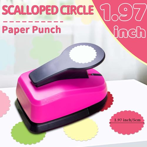 Circle Paper Punches, 1.97 in Scalloped Circle Hole Puncher for Paper Craft - style: Scalloped Circle