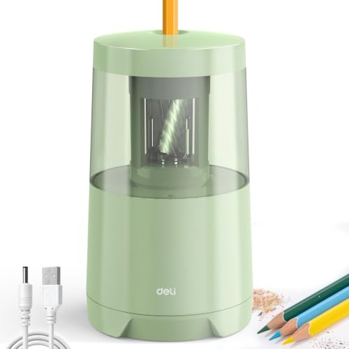 Deli Electric Pencil Sharpener, Automatic Pencil Sharpeners, Green - color: Green