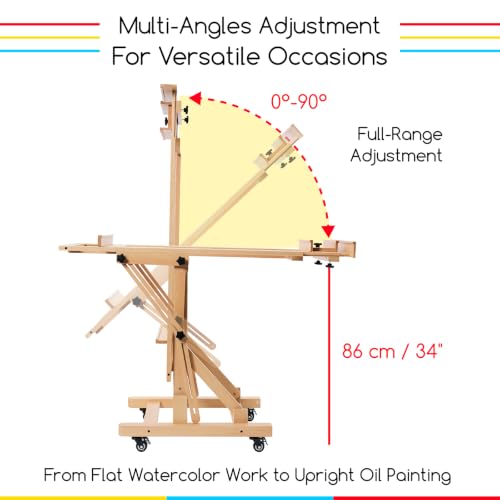 MEEDEN Movable Large H-Frame Easel: Holds Art Canvas Up to 79" for Studio - color: Natural