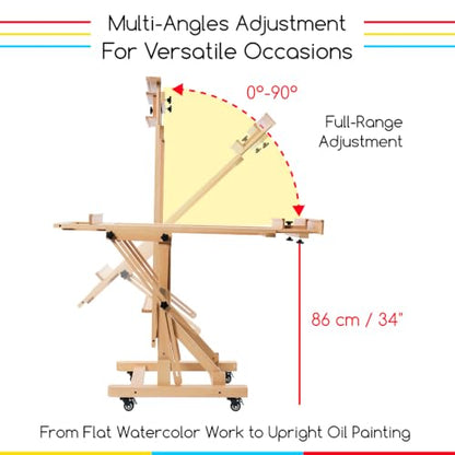 MEEDEN Movable Large H-Frame Easel: Holds Art Canvas Up to 79" for Studio - color: Natural
