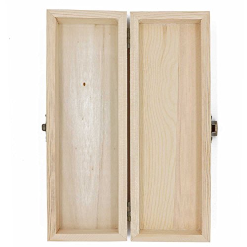 Plain Unfinished Wood Pencil Box, Unpainted Rectangle DIY Artist Tool and Brush Storage Box Case with Locking Clasp, Small