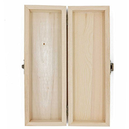 Plain Unfinished Wood Pencil Box, Unpainted Rectangle DIY Artist Tool and Brush Storage Box Case with Locking Clasp, Small