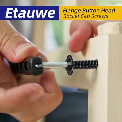 100-Piece M3-0.5 x 10mm Flange Button Head Screws - Black 304 Stainless Steel Socket Head Screws, Allen Hex Drive & Bit Included, Full Thread Machine Bolts - size: M3 x 10mm