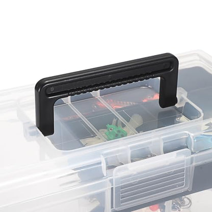 JUXYES Clear Art Craft Supply Storage Bin Sewing Box With Handle Lid - color: Black, size: 1 Pack