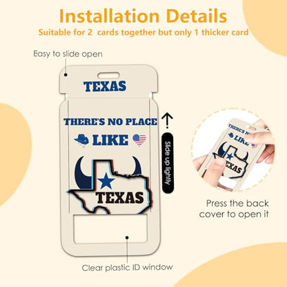Texas ID Badge Holder with Lanyard, Texas Retractable Reel Clip & Keychain - color: Texas