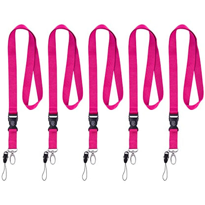Wisdompro Office Lanyard, 5 Pack 23 inch Neck Strap Lanyards - Hot Pink - color: 5pack Hotpink