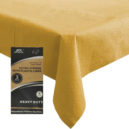 Gold Square Paper Tablecloths Disposable 6 Pcs, 54x54 Inch - color: Gold, size: Square : 54 X 54 Inch