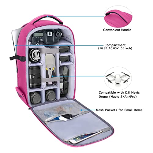 MOSISO Camera Backpack, DSLR/SLR/Mirrorless Photography Camera Bag - color: Rose Red