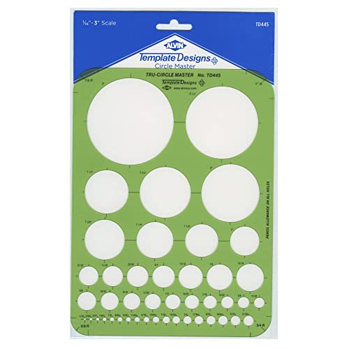 Alvin, Circle Guide Template, 44 Circles, 7 inches x 9.25 inches x .030 inches - style: 44 Circle Guide Template
