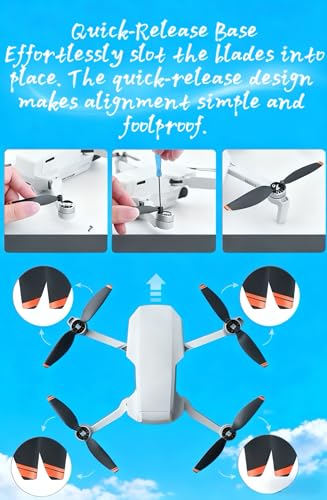 8Pcs Low-Noise Quick-Release Propellers for DJI Mini 2 / Mini 2 SE/Mini 4K Drone, Full Replacement Kit with Screws & Screwdriver, Stable Flight & Easy Installation Spare Parts