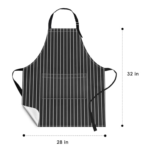 Britimes Apron with Pockets, 32x28 inch, 2 Pack, Striped - color: Black Grey Stripes