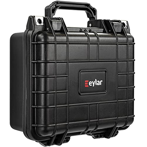 Eylar Small 10.62" Gear, Equipment, Hard Camera Case with Custom Logo Plate, Waterproof with Foam TSA Standards (Black) - color: Black