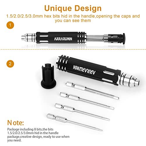 10 in 1 RC Model Repair Tools Kit with 1.5/2.0/2.5/3.0/4.0/5.5mm Hex Bits - color: Black With Red Tray