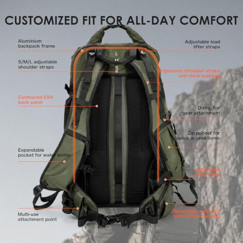 TARION Extra Large Camera Backpack 35L Expandable Rolltop XProber Green - style: X-prober (Green, 35 Liters)