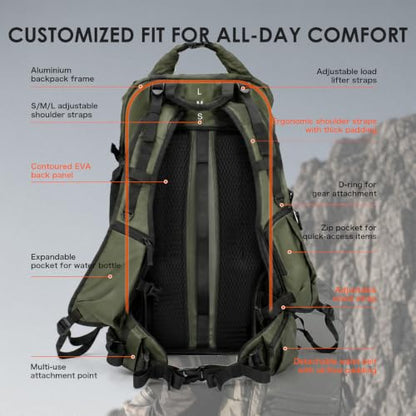 TARION Extra Large Camera Backpack 35L Expandable Rolltop XProber Green - style: X-prober (Green, 35 Liters)