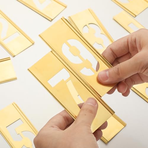 Pelopy 45 Pcs 3 Inch Brass Stencils Letters and Numbers Stencils Set - size: 3 Inch