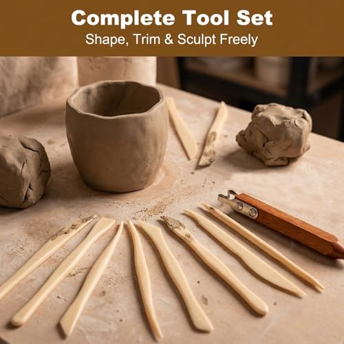 Pottery Trimming Tool Set, 6mm Clay Foot Trimmer with Red Sandalwood Handle