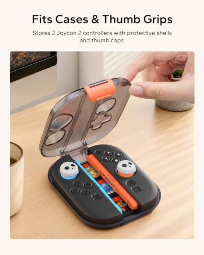 JEMDO Joycon Storage Case for Nintendo Switch 2, Slim Hard Shell Carrying Case with 3 Game Card Slots & Wrist Strap, Shockproof Scratch Resistant Protective Box, Lightweight Portable for Travel - style: Controller Case