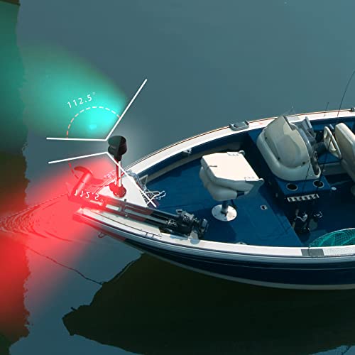 Bow Light LED Boat Navigation Lights Red and Green Bi-Color Lighting Pole Removable Plug in Base 12 Inches