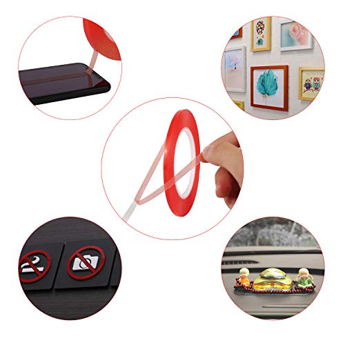 Kaisiking 5mm/10mm x 25M Double Sided Transparent Acrylic Tape - size: 2pcs (5mm+10mm)