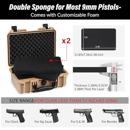 SEKKVY Gun Case for Handguns, Pistol Case Hard Shell - color: 1-Pistol Case, Tan