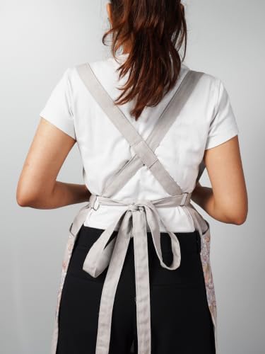 100% Cotton Printed Kitchen Apron with 2 Pockets for Men and Women – Adjustable Chef Apron - Machine Washable - color: Winter Forest