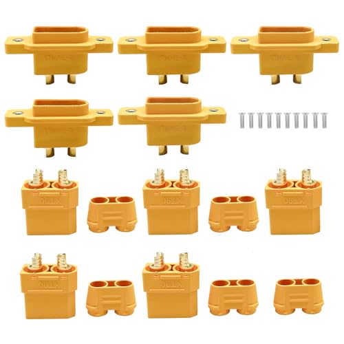 5Pairs Amass XT90NE -M XT90H with M2. 5 Nut Embedded Panel with Fixed Seat Aircraft Model Connector XT90NE-M XT90E-M Yellow Gold-Plated