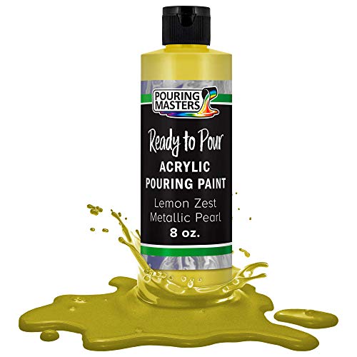 Pouring Masters Lemon Zest Metallic Pearl 8-oz Acrylic Pouring Paint - color: Lemon Zest Metallic Pearl, size: 8 Fl Oz (Pack of 1)