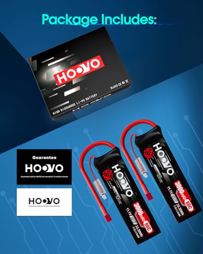 HOOVO 3S Lipo Battery, 11.1V 3000mAh 80C RC Battery Pack Softcase T Plug