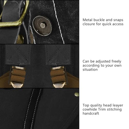 Heavy-Duty Waxed Canvas Rucksack Backpack - color: Black, size: 400 x 340 x 190 mm - Standard