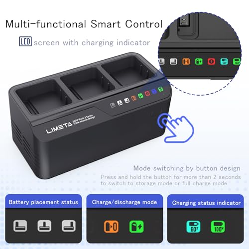 200W Mavic 3 Battery Charger Hub Fast Parallel Charging Station for DJI Mavic 3 Pro/Mavic 3 Classic/Mavic 3 Enterprise Batteries Charge 3 Batteries Simultaneously in 70 Min with Storage Mode