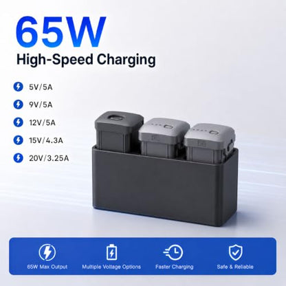 65W Fast Charger for DJI Air 3 Charging Hub,Drone with Camera Power Adapter