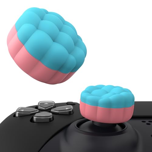 PlayVital Thumbs Cushion Caps Thumb Grips for ps5 ps4, Thumbstick Grip Cover Joystick Caps for Xbox Series X/S, Xbox One, Elite Series 2, Switch 2 Pro Controller - Puff Cloud Texture Design Coral Pink - color: Puff Cloud Texture Design Aqua Blue & Coral P