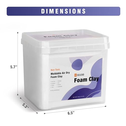 SELEAD Foam Clay White 500g, Moldable Air Dry Ultra-Light Modeling Clays